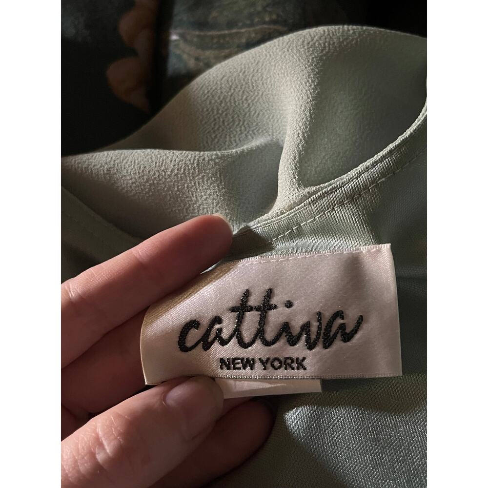 Women's Sea Foam Green Tired Evening Dress and Wrap Set Cattiva New York - Picture 7 of 9